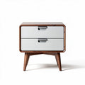Wooden nightstand with two drawers and mid-century modern design 45 x 40 x 50cm