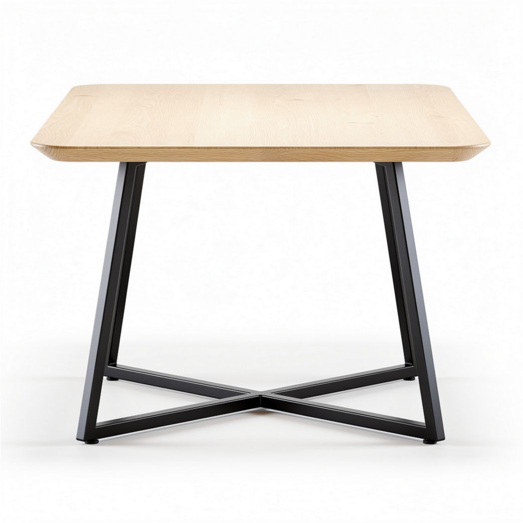 Wooden dining table with metal legs 120 x 80 x 75cm natural finish