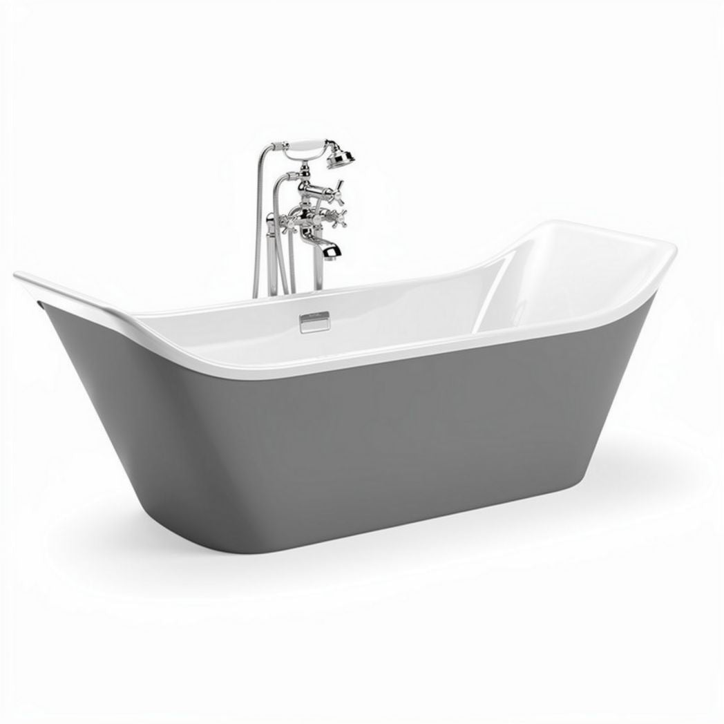 Freestanding acrylic bathtub with modern faucet and gray finish 170 x 75 x 60cm