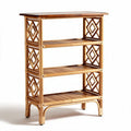 Rattan shelving unit with three open tiers for storage and display 80 x 40 x 100cm