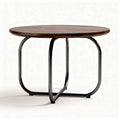 Round wooden coffee table with metal frame in brown 80 x 80 x 45cm