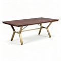 Rectangular dining table with wooden top and metal legs 180 x 90 x 75cm
