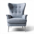 Wingback chair in gray fabric with tufted design and metal legs 80 x 80 x 100cm