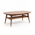 Wooden oval coffee table with lower shelf for living room storage 120 x 70 x 40cm
