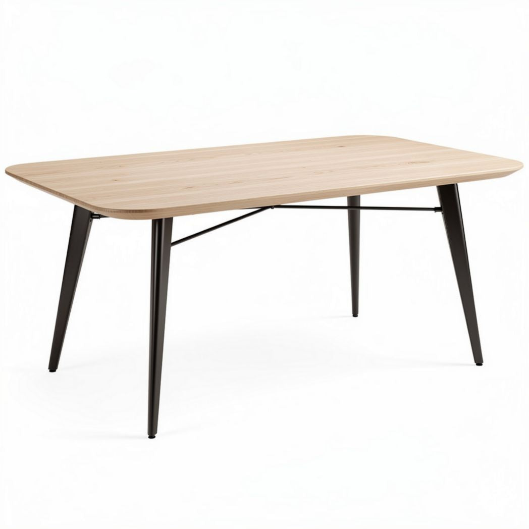 Wooden dining table with black metal legs 160 x 80 x 75cm